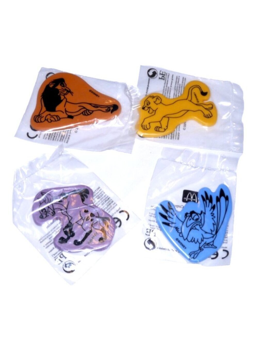 Vintage McDonalds International Lion King complete set of four Erasers 1994 New